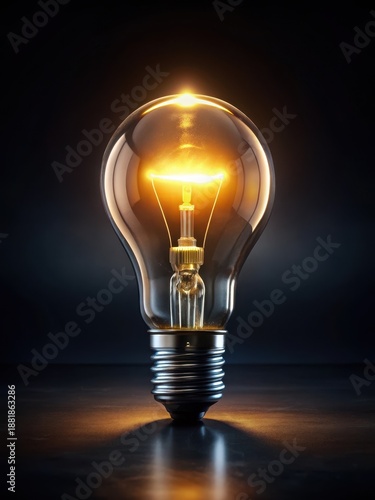 Glowing Light Bulb in Dark Ambiance