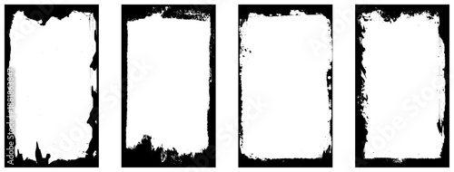 Old frame with dust texture. Dirty retro border. Black border collection.