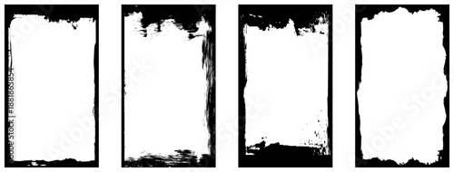 Old frame with dust texture. Dirty retro border. Black border collection.