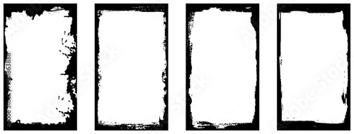 Old frame with dust texture. Dirty retro border. Black border collection.