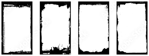 Rough grunge distressed ink vector image border frames. Rough frame texture, illustration of decorative border frame