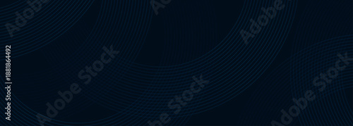Dark blue abstract background with dynamic overlapping circular lines. Modern and trendy minimalist curved line pattern. Vector illustration EPS. 3