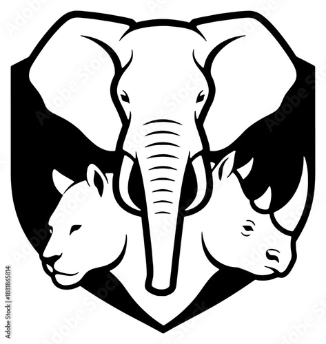 Majestic elephant shield emblem