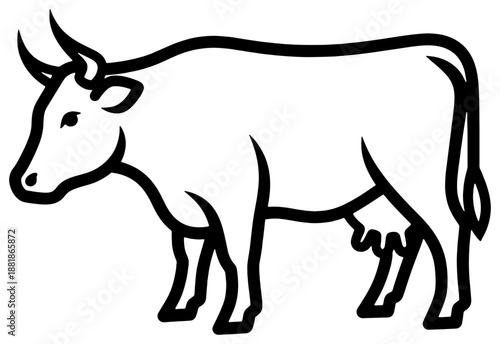 Illustrated white bull standing