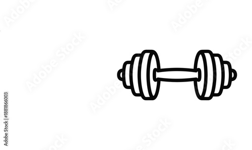 Black and white dumbbell illustration on transparent background