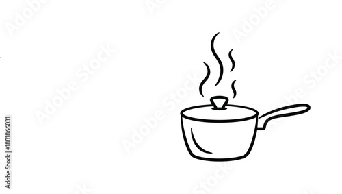 Steaming pot with lid and handle on white background