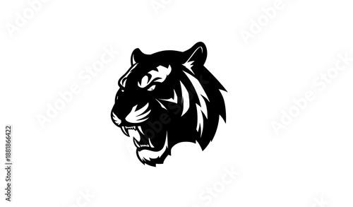 Minimal angry tiger head vector logo for esports branding
