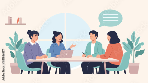 Business Meeting with Diverse Professionals in Modern Conference Room innovation team collaboration vector