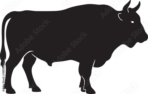  Ox in silhouette white background..