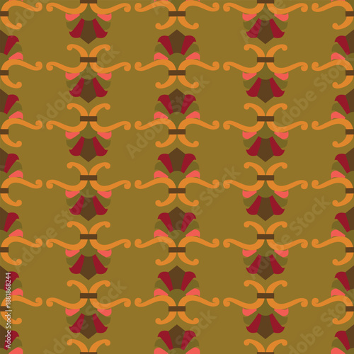 Ethnic Ornament Seamless Pattern in Warm Earth Tones