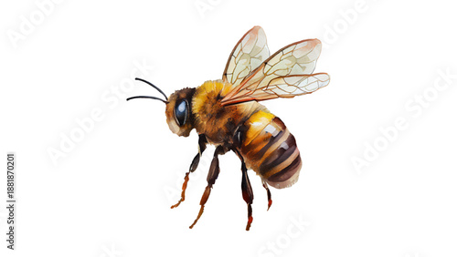 Honey Bee Illustration Isolated on White Background