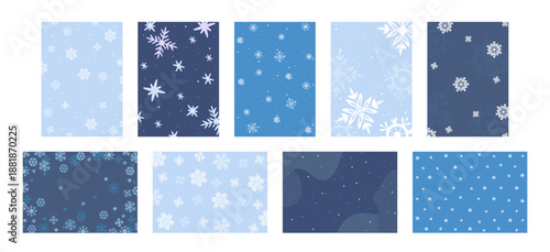 Collection of festive winter posters of Christmas backgrounds, holiday greeting cards backdrops