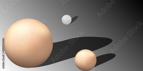 3D illustratio, spheres and balls on a white background with a shadow