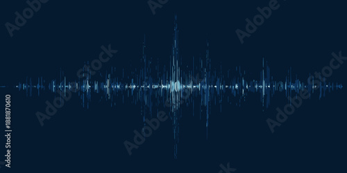 audio waveform visualization with glowing blue lines on dark background