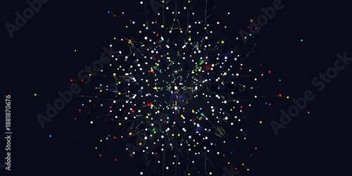 a colorful explosion of particles on a dark background