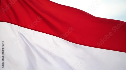 Waving national flags of indonesia made of fabric, symbolizing European countries and patriotism