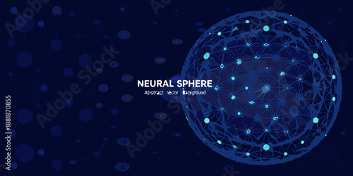 neural sphere with glowing connections and nodes on dark background