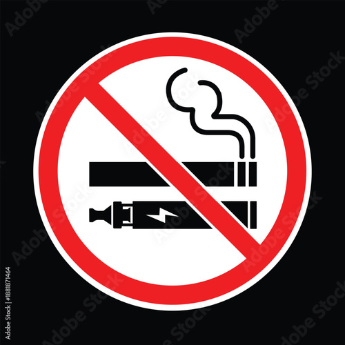 No smoking and no vaping sign Black background