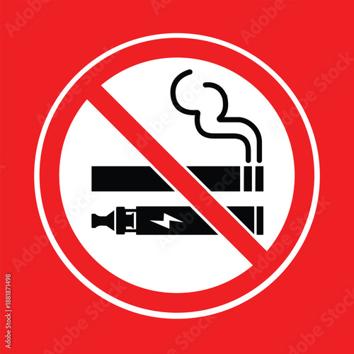 No smoking and no vaping sign red background