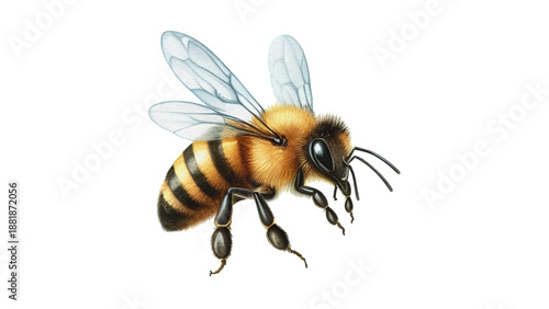 Honey bee illustration isolated on white background vector