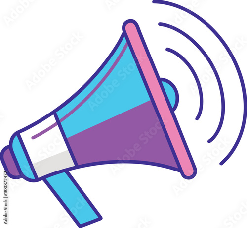 Loudspeaker Icon: A vibrant megaphone, rendered in a striking graphic style, emphasizes the importance of communication and amplification.