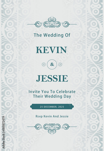 Foto Elegant Decorated Wedding Invitation Card Template with Ornate Elements