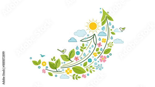 Recycling Concept with Leaves and Arrows.