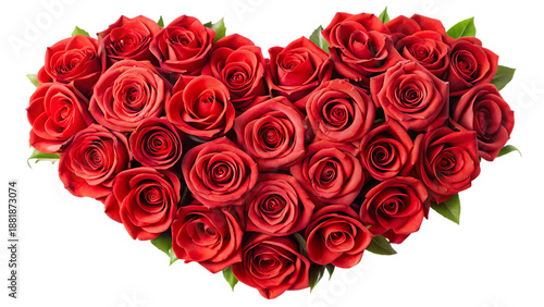 Heart shaped bouquet of red roses on black background