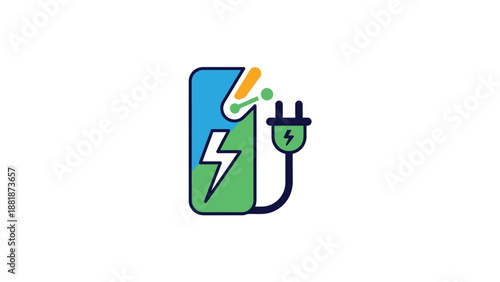 Smartphone Charging with Lightning Bolt Symbol Representing Fast Mobile Power on Isolated White Background