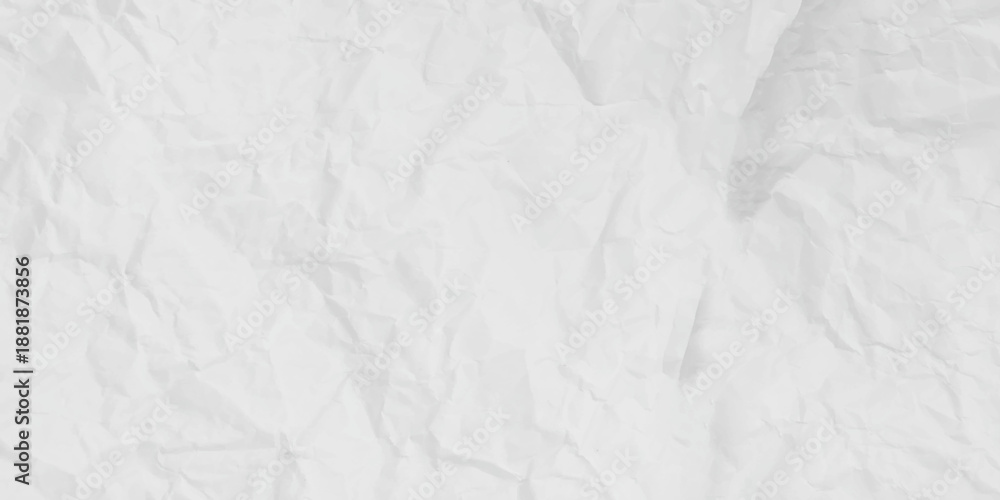 Obraz premium White clean crumpled paper background. Horizontal crumpled empty paper template for posters and banners. Vector illustration