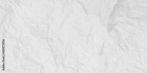 White clean crumpled paper background. Horizontal crumpled empty paper template for posters and banners. Vector illustration