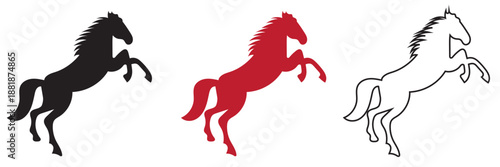 Chinese Calligraphy with running Horses  icon. Collection of black horse silhouettes in dynamic poses, ideal for logos, branding, tattoos, and equestrian or western themed designs.
