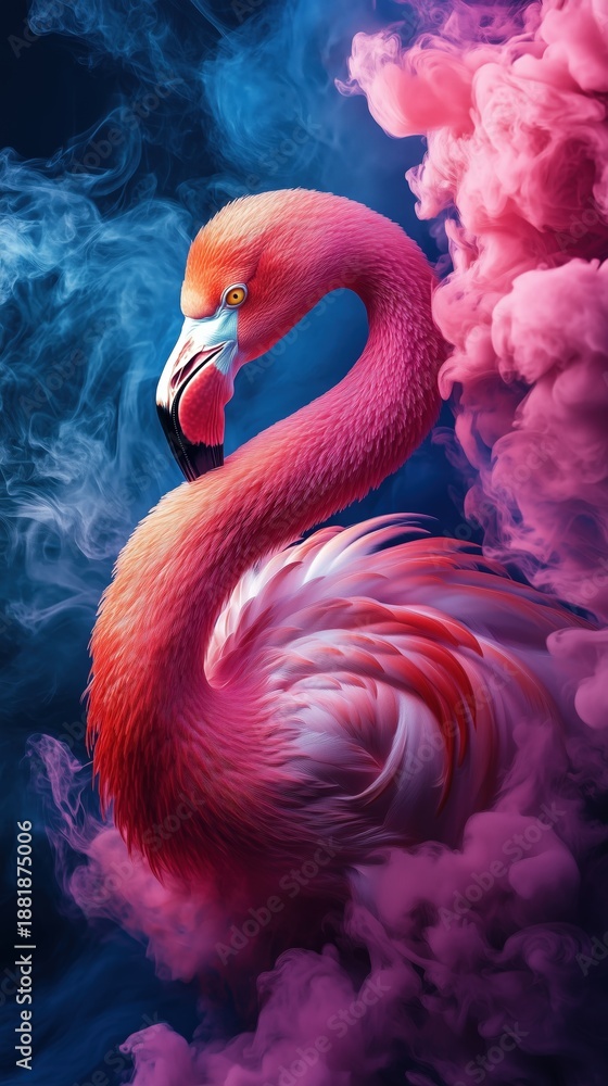 Fototapeta premium flaming with smoke and pink background.