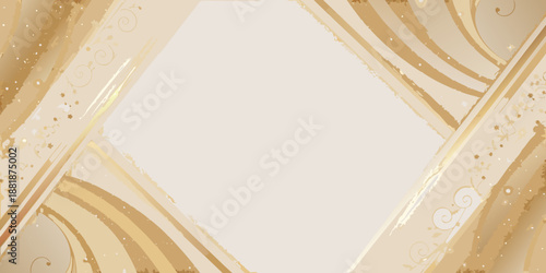 Elegant golden frame with swirling patterns and a blank center space