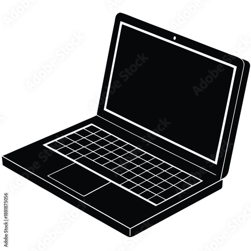 Laptop mock up with transparent screen isolated