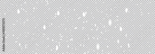 Falling snow on a transparent background. Panorama view background. Vector illustration