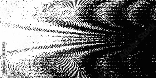 Abstract black and white image depicting distorted lines and textures