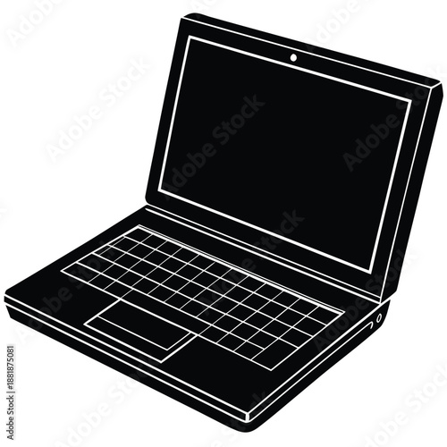 Laptop mock up with transparent screen isolated