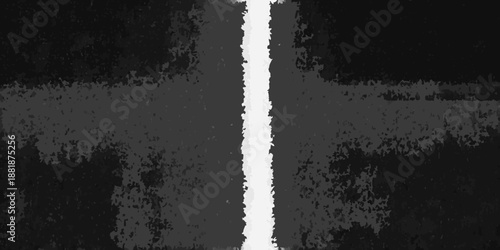 A stark white line divides a textured black surface into symmetrical halves