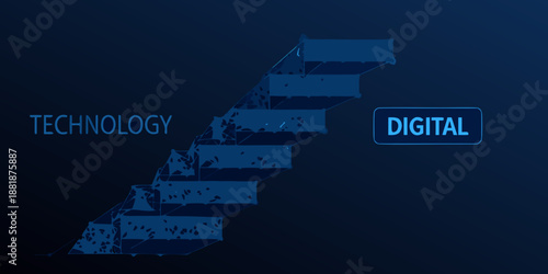 Abstract staircase graphic representing technological advancement and digital transformation