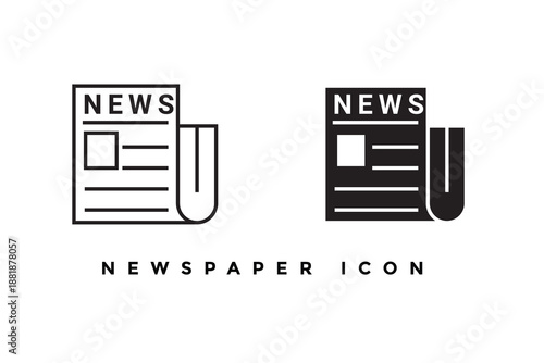 Newspaper flat and linear icon