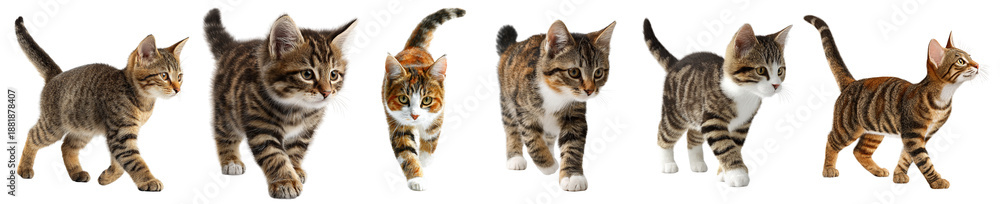 Obraz premium Full Body Domestic Cat Portrait with Realistic Fur transparent 