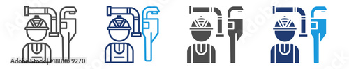 plumber icon set multiple style