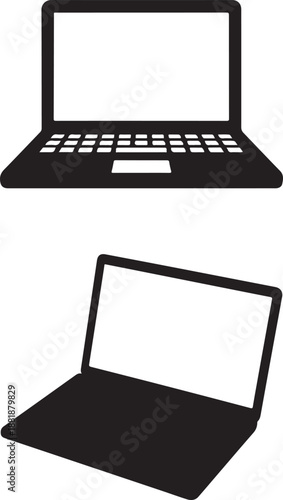 Black Laptop Computers Isolated on White Background