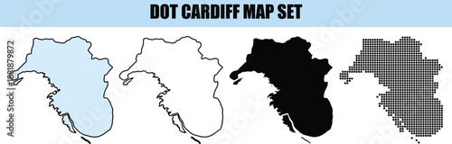 Cardiff Map Set with Dots isolated background