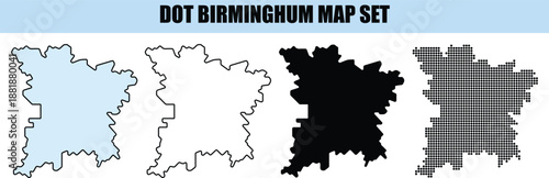 Birmingham Map Set Vector Illustration isolated background