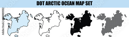 Arctic Ocean Maps Set with Various Colors isolated background