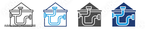 plumbing systems icon set multiple style