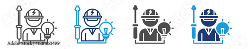 electrician icon set multiple style