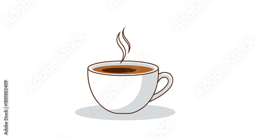 Simple illustration of a hot steaming coffee cup on a white background.